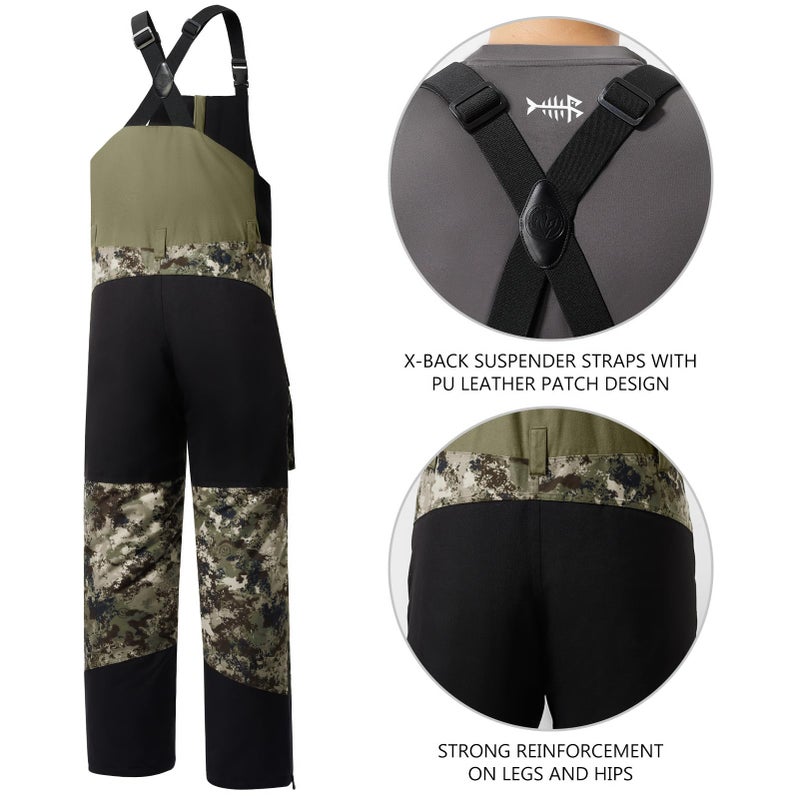 BASSDASH Splice II Menâ€™s Insulated Waterproof Camo Hunting Bibs Ripstop Fishing Pants - Image 3