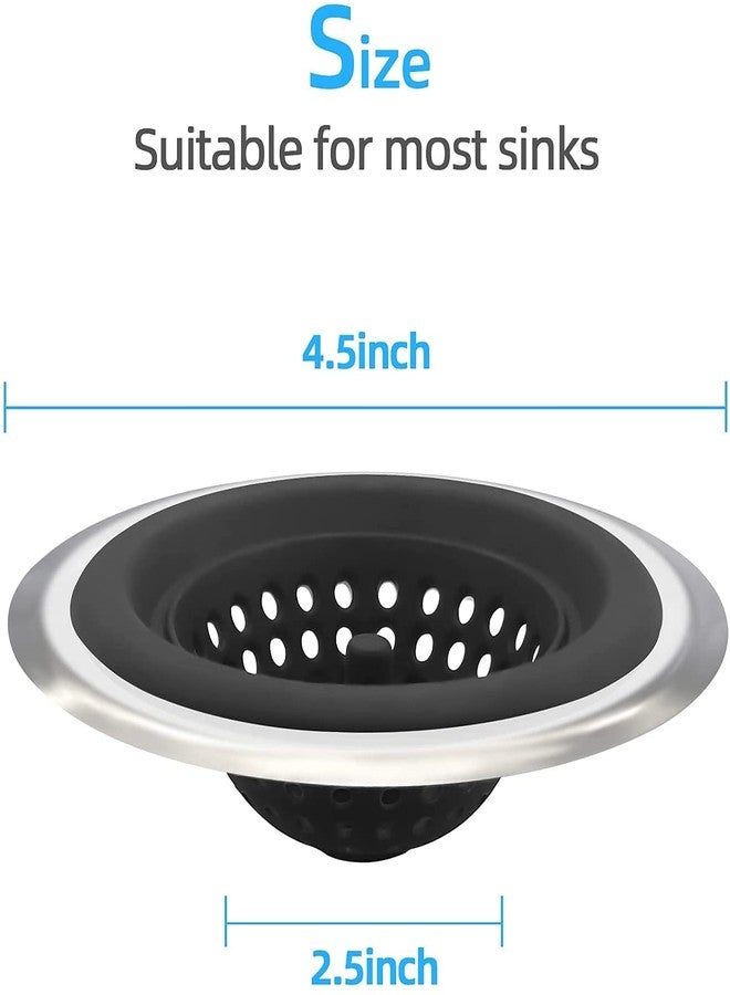 P Plus Fire Kitchen Sink Strainer Stainless Steel, Kitchen Sink Drain Strainer, Sink Strainers with Large Wide Rim 8.5cm Diameter for Kitchen Sinks(Black, Pack of 1) - Image 2