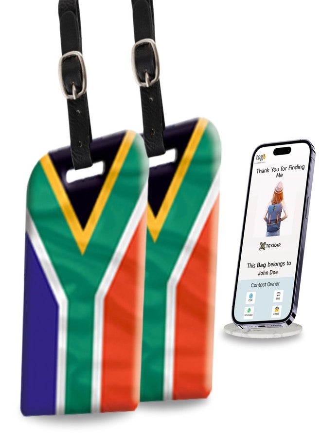 tag8 [Pack 2] tag8 South Africa Flag Smart Luggage tag |Trendy Luggage tag ID Identification | Suitcase Tag | Fashionable Digital Name tag | Airline Compliant, SITA World Tracer Code Enabled | Gift idea - Image 1