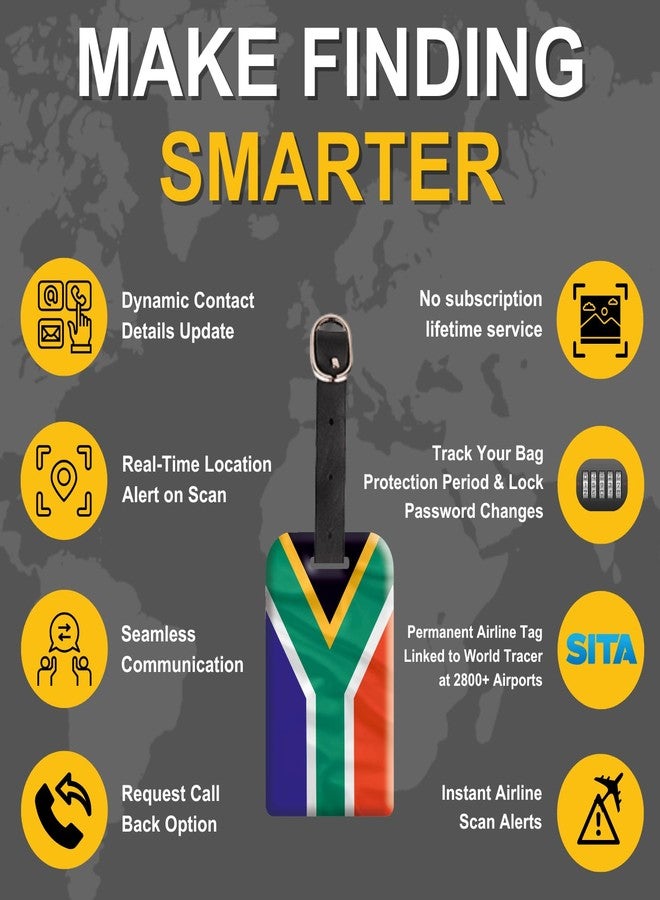 tag8 [Pack 2] tag8 South Africa Flag Smart Luggage tag |Trendy Luggage tag ID Identification | Suitcase Tag | Fashionable Digital Name tag | Airline Compliant, SITA World Tracer Code Enabled | Gift idea - Image 4