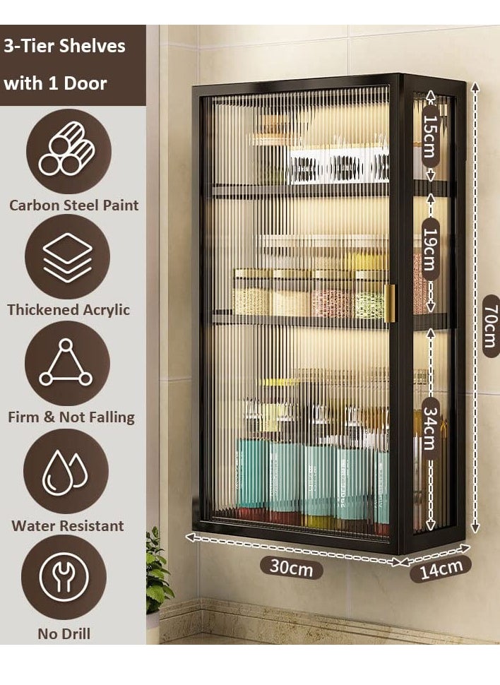GoldenLike 3 Tier Bathroom Cabinet Wall Mounted Medicine Cabinet Waterproof Kitchen Storage Organizer with Door Multifunction Hanging Storage Cabinet for Bathroom Kitchen Laundry(30cm)  - Image 2