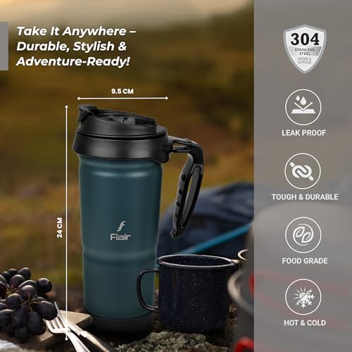 FLAIR Atom Vacuum Insulated Flask 709ml – Green,Leak-Proof, Hot & Cold, 304 Stainless Steel, Tough & Durable, Food Grade Travel Tumbler – Stay Hydrated, Sip Anywhere - Image 5