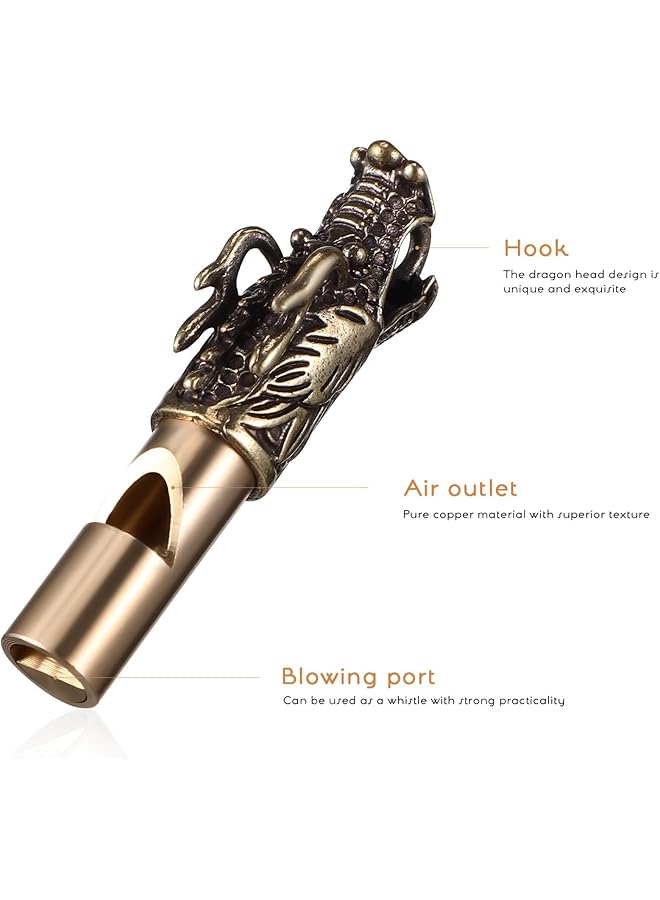 KASTWAVE 3pcs Brass Dragon Whistles Dragon Head Emergency Loud Whistle Keychain Chinese Bronze Camping Hiking Signal Whistles Dragon Charms Statue Hanging Ornament - Image 3