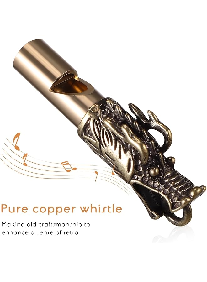 KASTWAVE 3pcs Brass Dragon Whistles Dragon Head Emergency Loud Whistle Keychain Chinese Bronze Camping Hiking Signal Whistles Dragon Charms Statue Hanging Ornament - Image 5