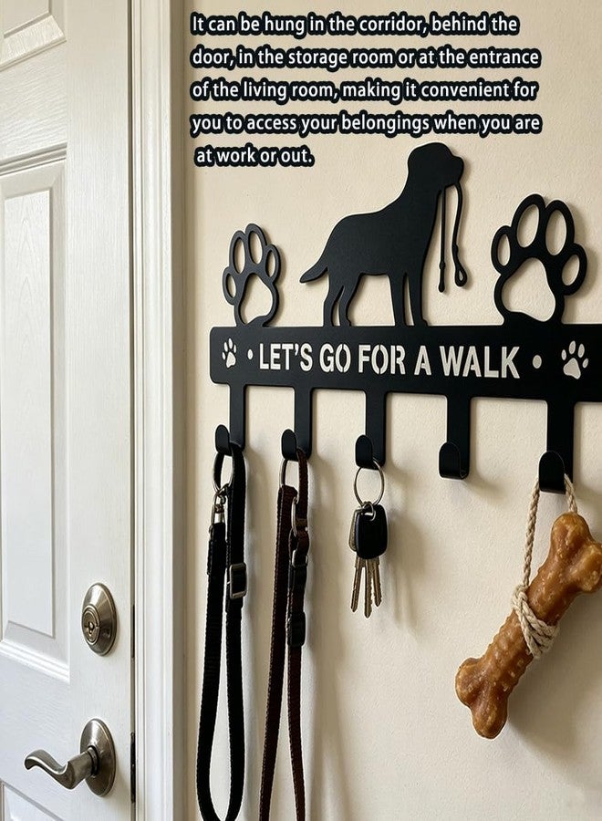 Delllala 5-Hooks Dog Leash Holder for Wall， Dog Accessory Holder ，Metal Key Holder Leash Hooks - Image 2