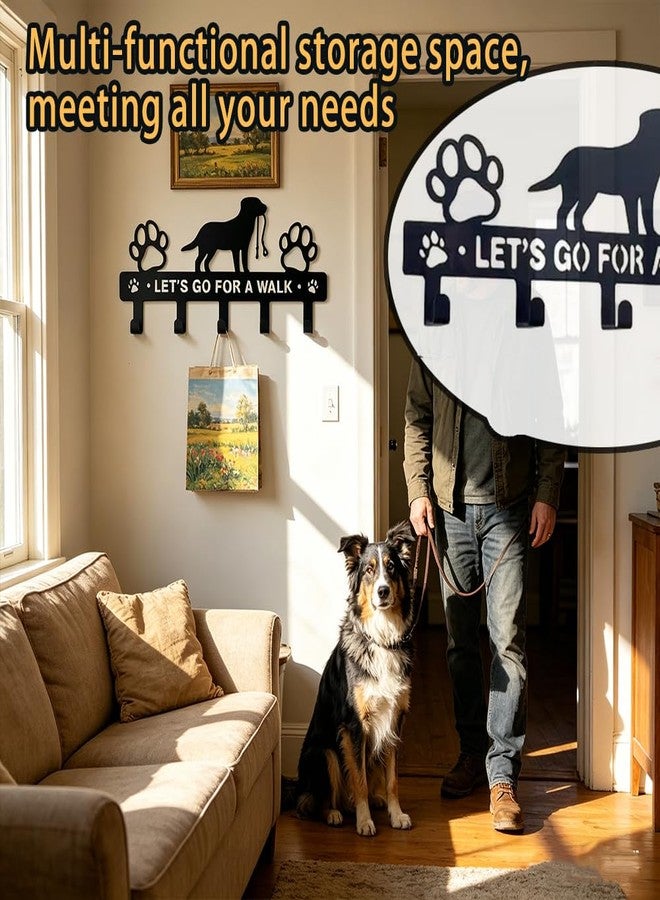 Delllala 5-Hooks Dog Leash Holder for Wall， Dog Accessory Holder ，Metal Key Holder Leash Hooks - Image 5