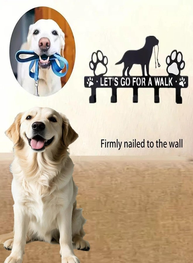 Delllala 5-Hooks Dog Leash Holder for Wall， Dog Accessory Holder ，Metal Key Holder Leash Hooks - Image 4