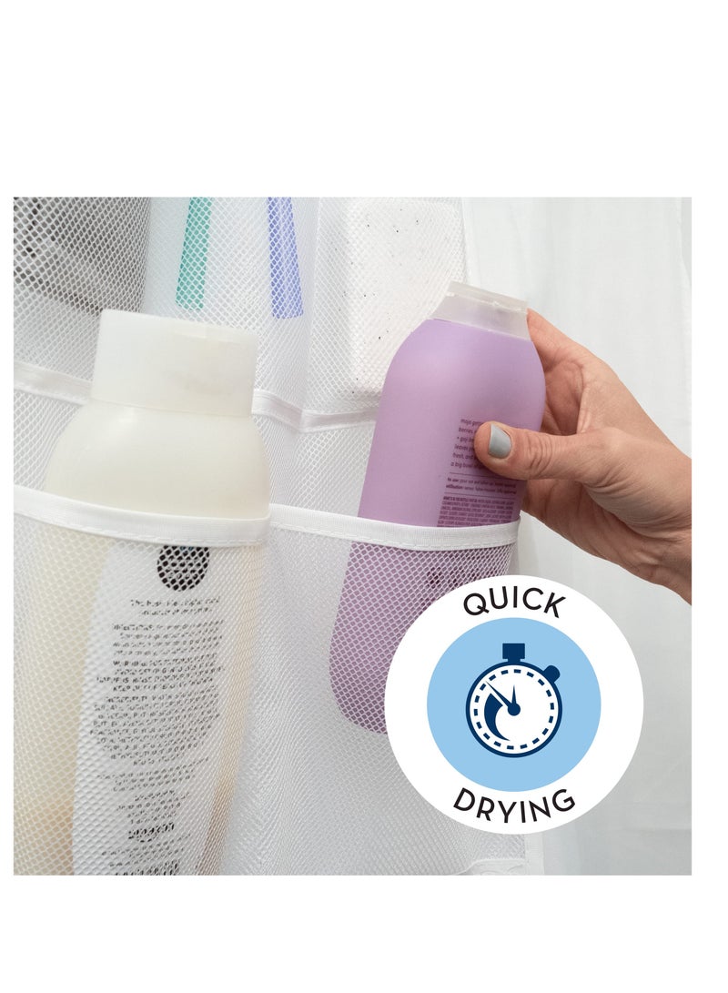 SYOSI Shower Organizer, Shower Caddy or Bathroom Organizer with Quick Drying Mesh, 7 Pockets to Hold Shampoo, Soap, Loofah, and Cruise Ship Essentials, 14 Inch by 30 Inch, White, 2 Pack - Image 4