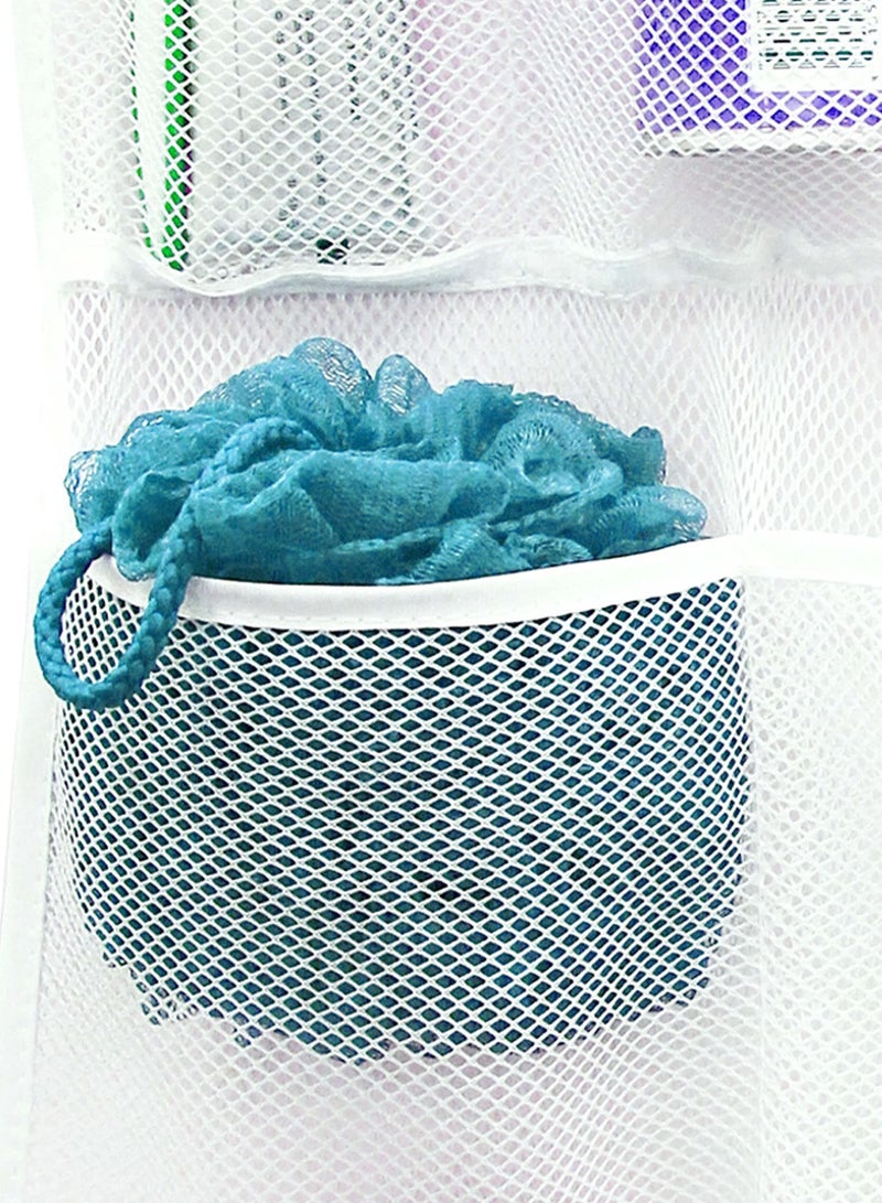 SYOSI Shower Organizer, Shower Caddy or Bathroom Organizer with Quick Drying Mesh, 7 Pockets to Hold Shampoo, Soap, Loofah, and Cruise Ship Essentials, 14 Inch by 30 Inch, White, 2 Pack - Image 2