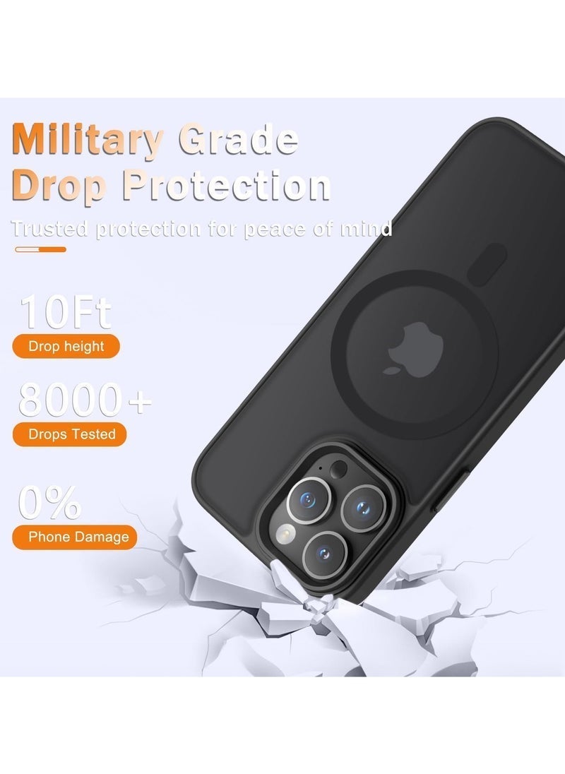 Raxoom iPhone 13 Pro Max Case â€“ Matte Magnetic Phone Case with 1 Screen Protector, Magsafe Compatible, Translucent Frosted Slim Shockproof Protective Cover for iPhone 13 Pro Max 6.7 Inch, Black - Image 2