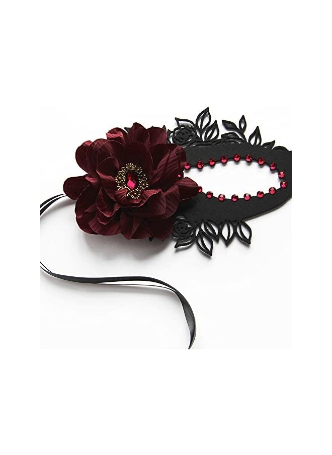 The Bros Women Lace Eye Mask, Masquerade Masks Mysterious Lace Face Mask, Masquerade Eyemask for Halloween Carnival Party Costume Ball, Black  - Image 2