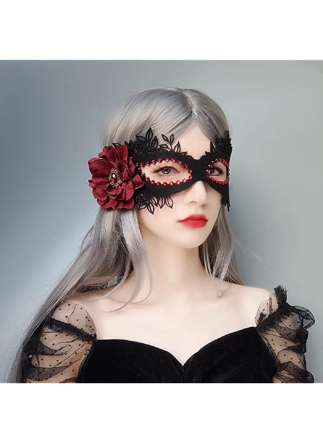 The Bros Women Lace Eye Mask, Masquerade Masks Mysterious Lace Face Mask, Masquerade Eyemask for Halloween Carnival Party Costume Ball, Black  - Image 1