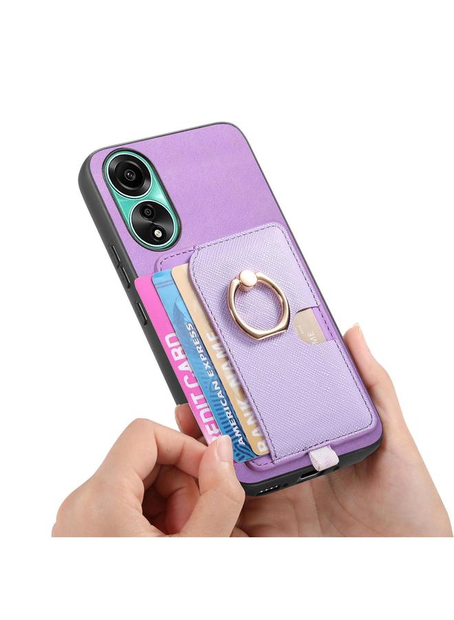 S-TOP Case For OPPO Reno12 Global Retro Cross Leather Ring Side Insert Card Bag MagSafe Phone Case - Image 4