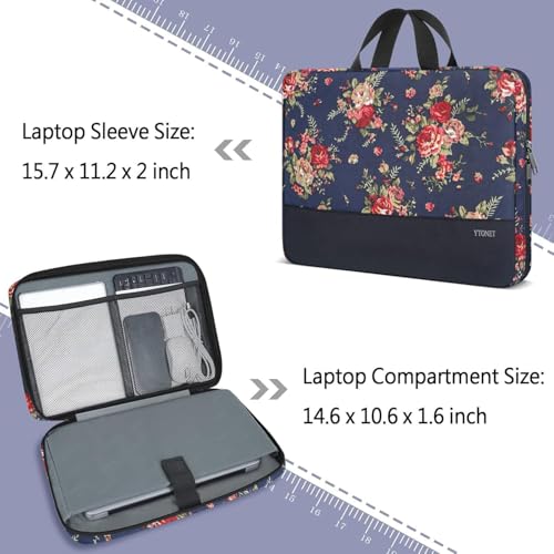 Ytonet Laptop Sleeve Case 15.6 inch Protective Laptop Cover with Handle TSA Water Resistant Computer Carrying Case Compatible with HP, Dell, Lenovo, Asus Notebook, Gift for Women, Rose Pattern - Image 3