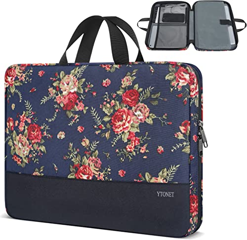 Ytonet Laptop Sleeve Case 15.6 inch Protective Laptop Cover with Handle TSA Water Resistant Computer Carrying Case Compatible with HP, Dell, Lenovo, Asus Notebook, Gift for Women, Rose Pattern - Image 1