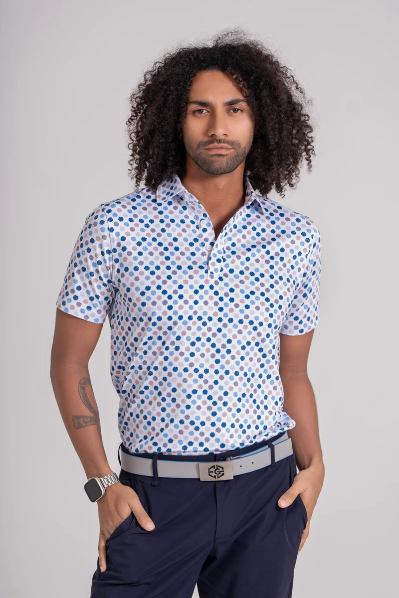 إي جي إل EGL Men's Golf Painted Pebble Polo T-Shirt -  Short Sleeve - Athletic Fit
