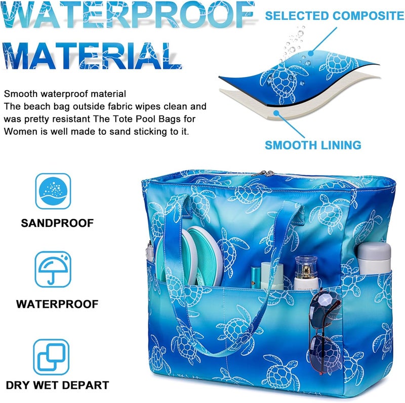BLUBOON Waterproof Beach Tote Pool Bags for Women Ladies Extra Large Carry On Bag With Wet Compartment for Weekender Travel - Image 3