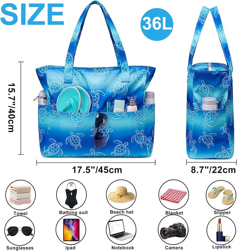 BLUBOON Waterproof Beach Tote Pool Bags for Women Ladies Extra Large Carry On Bag With Wet Compartment for Weekender Travel - Image 4