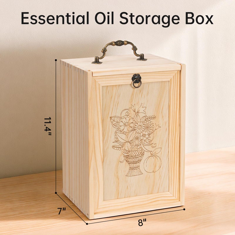 TORIBIO Essential Oils Box for 60 Bottles, Wooden Essential Oils Storage Organizer Holds 5 10 15 20 30 ml for Young Living & Doterra Bottles - Image 5