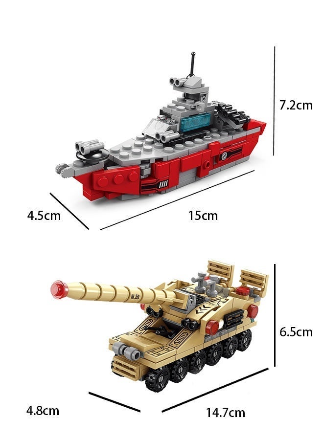 LELE BROTHER Toy Building Blocks Set, Create a Armored Tank or warship，Small Military Models,  Great Army Men Toys Gifts for Boys Kids and Teens Age 6+ Year Old - Image 2