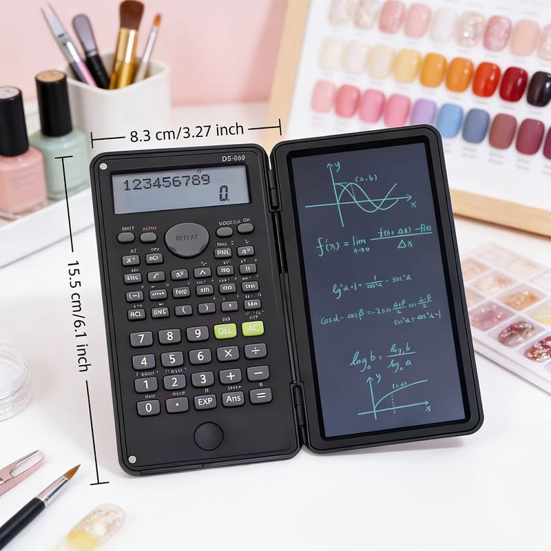 Handwriting Tablet Calculator Black 12 Digit LCD Foldable Stylus Button Battery - Image 3