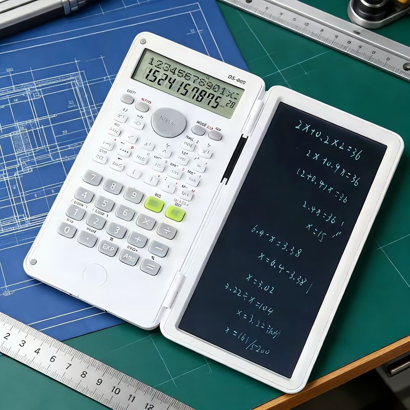 Handwriting Tablet Calculator Black 12 Digit LCD Foldable Stylus Button Battery - Image 2