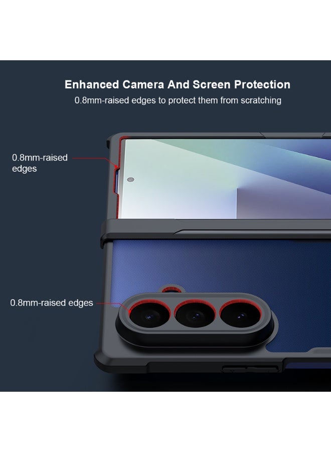 إكسوند جراب لهاتف Samsung Galaxy Z Fold 7، غطاء حماية بشاشة واقية مدمجة، هيكل هجين من TPU وPC، تصميم نصف شفاف مطفي مقاوم لبصمات الأصابع - Image 3