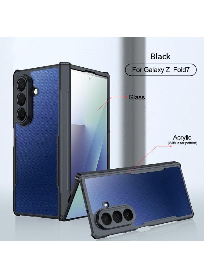 إكسوند جراب لهاتف Samsung Galaxy Z Fold 7، غطاء حماية بشاشة واقية مدمجة، هيكل هجين من TPU وPC، تصميم نصف شفاف مطفي مقاوم لبصمات الأصابع - Image 2