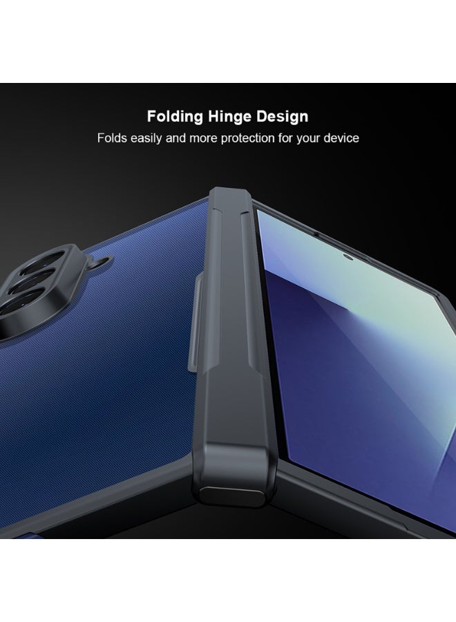 إكسوند جراب لهاتف Samsung Galaxy Z Fold 7، غطاء حماية بشاشة واقية مدمجة، هيكل هجين من TPU وPC، تصميم نصف شفاف مطفي مقاوم لبصمات الأصابع - Image 4