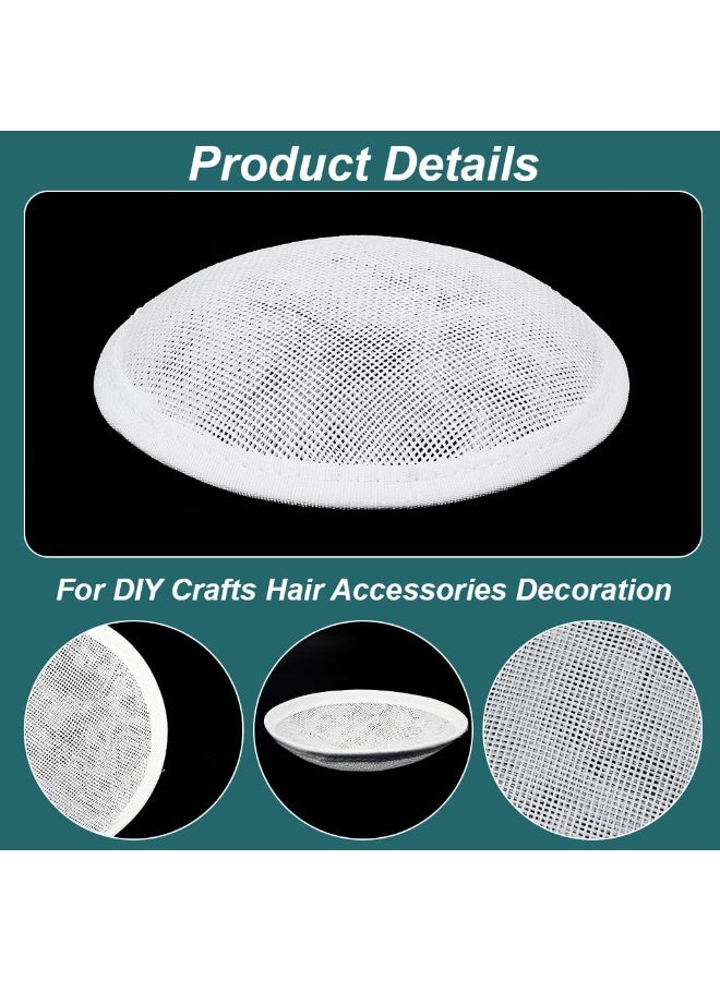 White Vintage Round Fascinator Base, 5inch Linen Mesh Millinery Base, 0.78 Inch Thick Sinamay Cloth Base, DIY Craft Accessories for Wedding Party Hat Making - Image 3