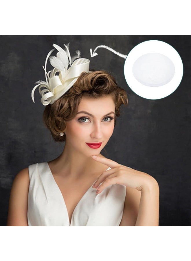 White Vintage Round Fascinator Base, 5inch Linen Mesh Millinery Base, 0.78 Inch Thick Sinamay Cloth Base, DIY Craft Accessories for Wedding Party Hat Making - Image 4