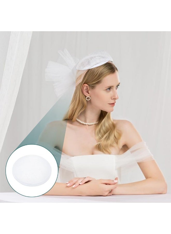 White Vintage Round Fascinator Base, 5inch Linen Mesh Millinery Base, 0.78 Inch Thick Sinamay Cloth Base, DIY Craft Accessories for Wedding Party Hat Making - Image 5