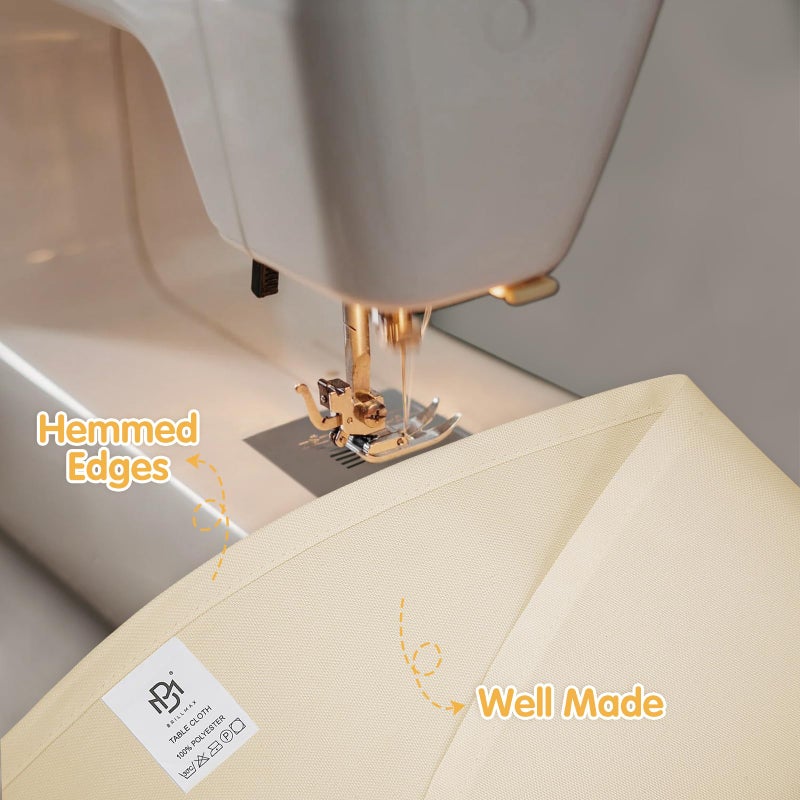 BRILLMAX 6 Pack Beige Round Tablecloths 120 Inch for 60â€ Tables - 150 GSM Polyester Fabric, Floor Length Drop, Water, Stain & Wrinkle Resistant Cloth Cover for Wedding Reception Banquet Dining - Image 4