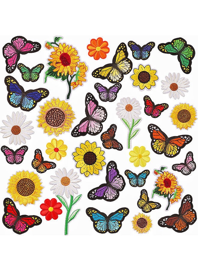 NIBEMINENT 36-Piece Iron Sew Mixed Embroidery Cloth Stickers Multicolour - Image 1