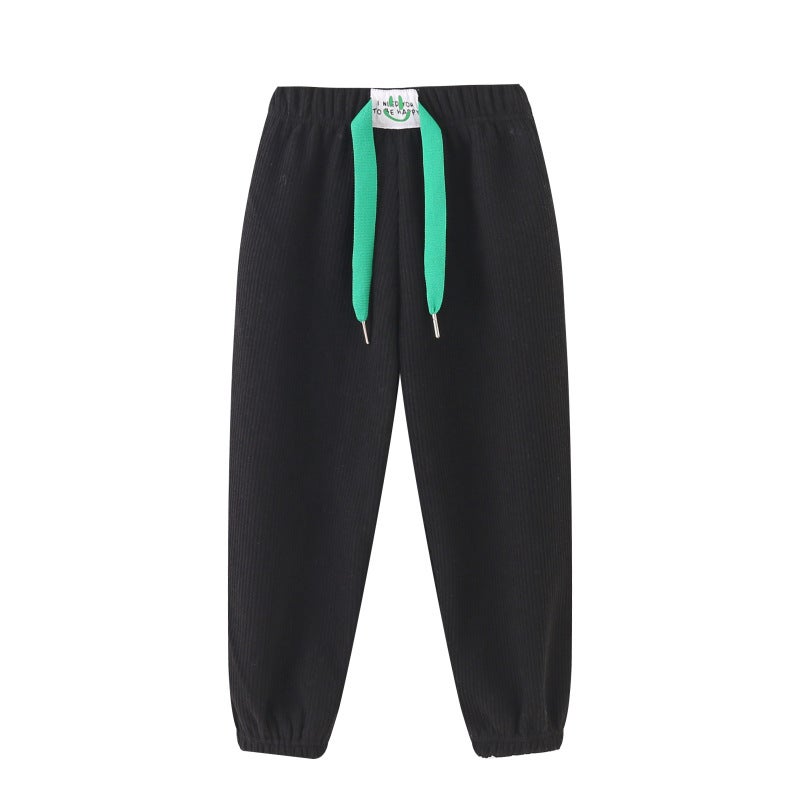 Children'S Casual Pants Boys' And Girls' Pants Korean Style Children'S Wear Sports Pants Trendy Sweatpants Baby'S Thickened Trendy Fleece-Lined Pants - Image 1