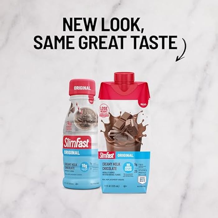 SlimFast Meal Replacement Shake, Original Creamy Milk Chocolate, No Added Sugar, Meal Replacement Shakes, 10g Ready to Drink Protein, 5g Fiber, 25 Vitamins and Minerals, 11 Fl. Oz, 12 Count - Image 3