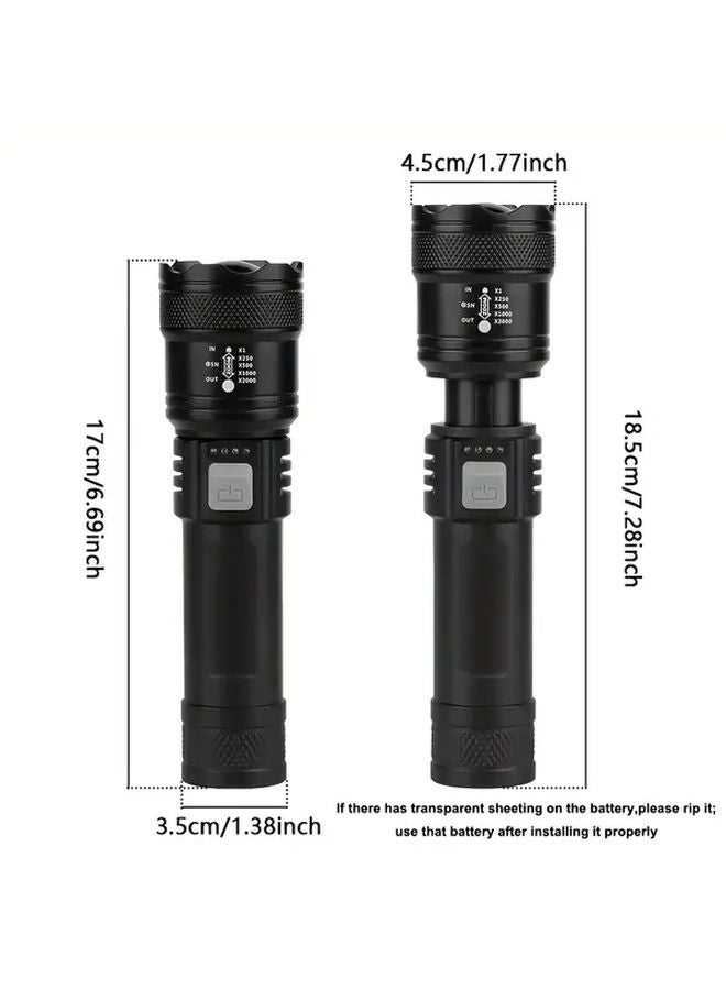 GDSIZHE USB Rechargeable Flashlight 3 Modes Power Display Portable Zoomable Outdoor Lighting - Image 4