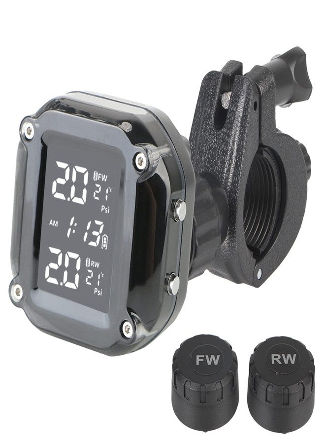 EOHMAK Motorcycle TPMS Tire Pressure Monitoring System with Two External Sensors LCD Display Motorcycle Tire Temperature Alarm - Image 2