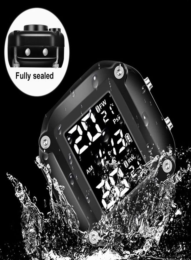 EOHMAK Motorcycle TPMS Tire Pressure Monitoring System with Two External Sensors LCD Display Motorcycle Tire Temperature Alarm - Image 3
