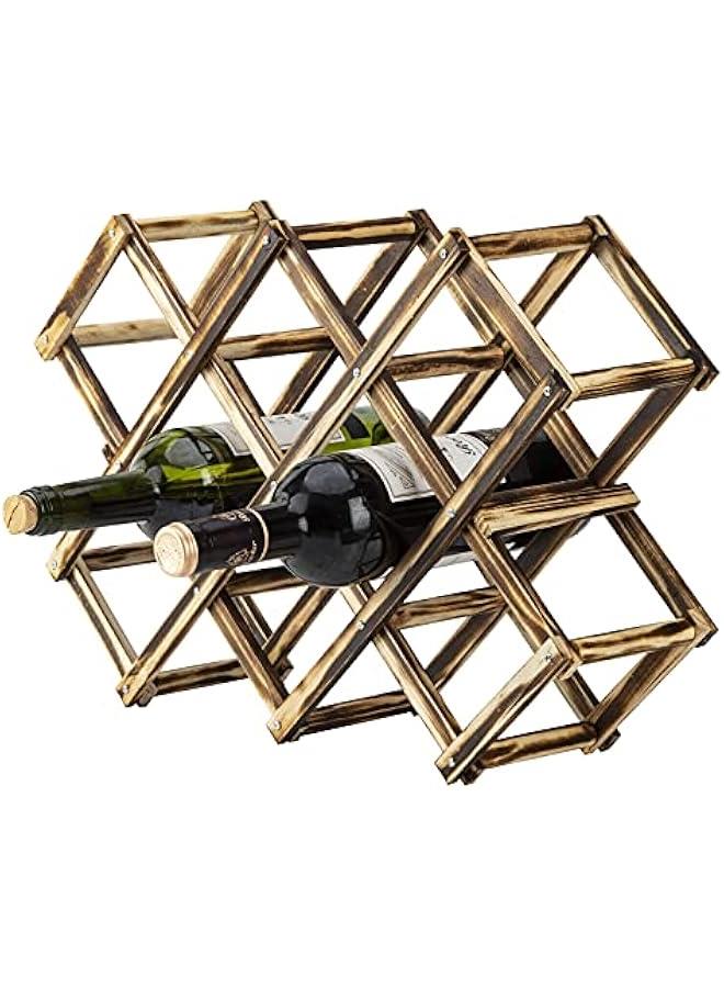 Generic 10 Slot Foldable Wood Wine Rack, Free Standing Home Kitchen Cabinet Wooden Racks, Shelves for Home Kitchen Bar Cabinets Wood Wine Rack  - Image 1
