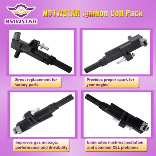 N51WSTAR Ignition Coil Pack Set Of 1 Compatible With Dodge Dakota Durango Nitro Ram 1500 Jeep Commander Grand Cherokee Liberty Liberty 3.7 V6 Replacement For UF640 5149199AA C1652 - Image 2