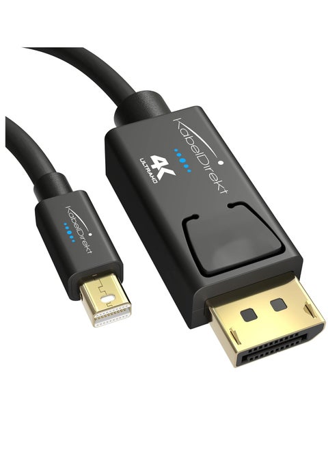 DisplayPort to Mini DisplayPort Cable - 60Hz Version 1.2 for PC and Mac with Locking DP Connector Black by CableDirect