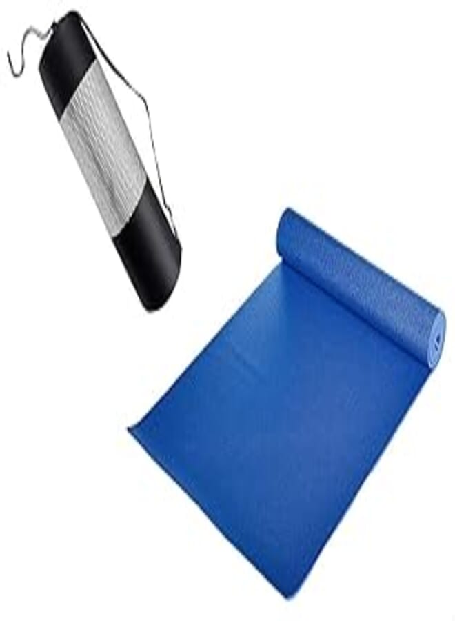 Gymbit PVC Yoga Mat with Carrying Bag, 6 mm - Blue