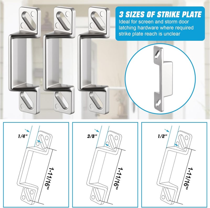 Avenuebool Screen Door Latch Replacement Kit Compatible with Prime-Line K 5148 1-11/16 in. Zinc Diecast Constructed Strike Plate Assortment for Storm and Screen Door Hardware(Silver) - Image 2