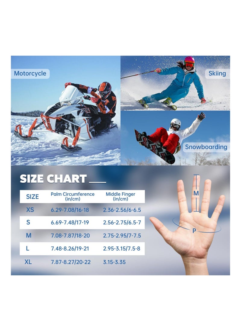 Ski Plus Velvet Gloves, Waterproof Touchscreen Snow Gloves, Warm Winter Gloves for Cold Weather, Thermal Snowboarding Gloves - for 6-8 Years Old Kids Boys and Girls (Light Blue, Size: XS) - Image 4