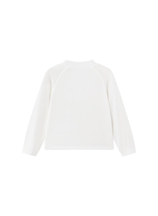 Yeehoo Wool Base Layer Shirt Children's Autumn Thermal Wear Lambswool Warm Homewear Sleepwear Yeehoo White 110 - Image 5