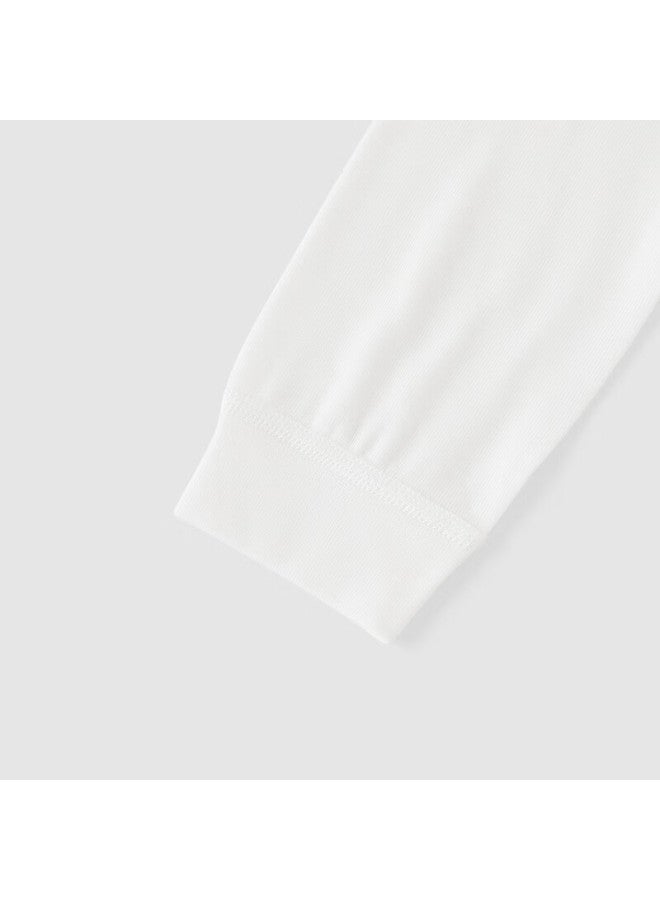 Yeehoo Wool Base Layer Shirt Children's Autumn Thermal Wear Lambswool Warm Homewear Sleepwear Yeehoo White 110 - Image 4