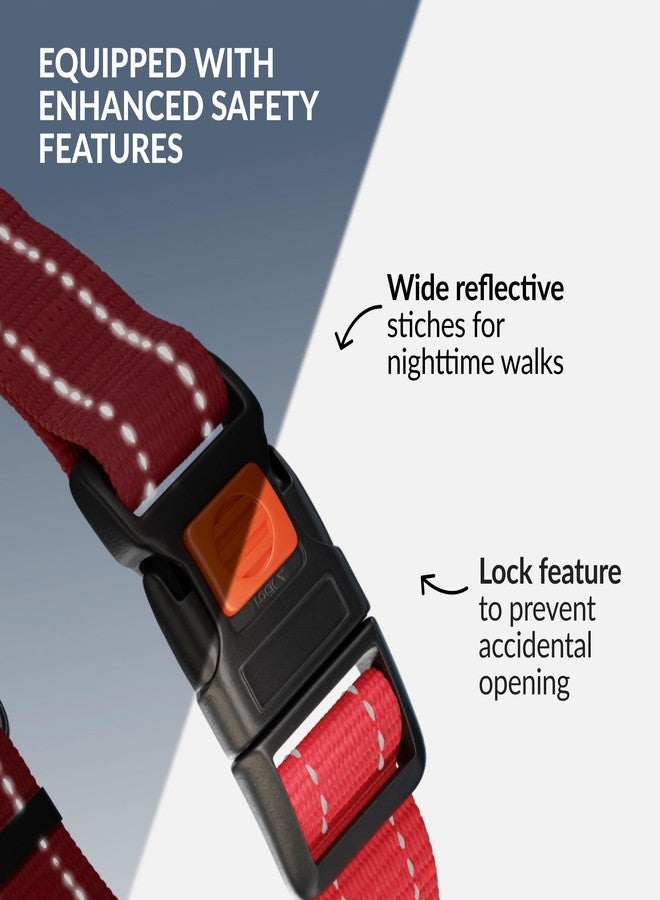 CollarDirect Martingale Dog Collar Heavy Duty Nylon Slip Collars for Small Medium Large Dogs [Stainless Steel Chain and Quick Release Buckle, Reflective, Red, M, 14"-17"] - Image 3