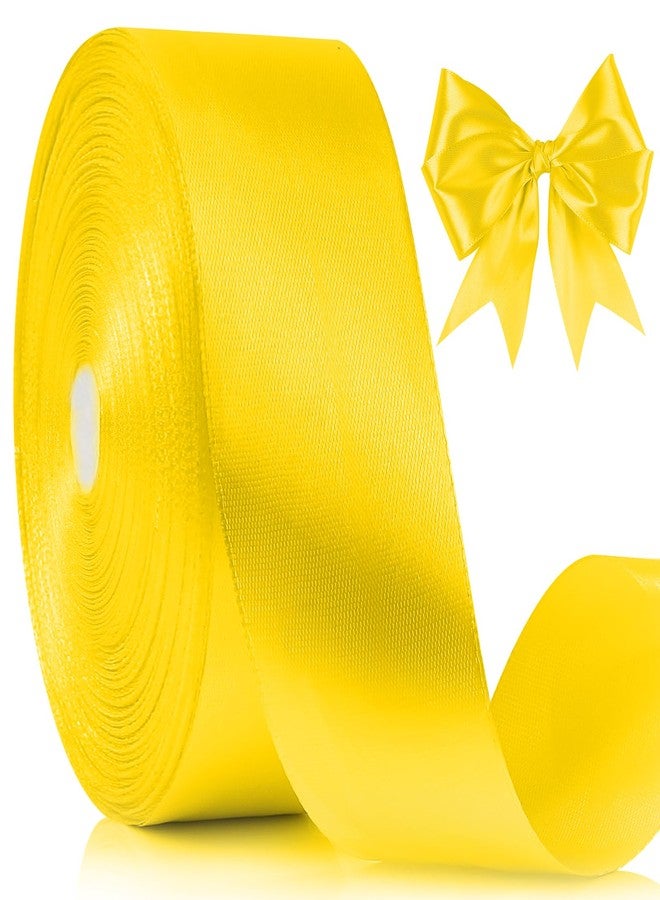 NESCCI 100 Yards Ribbon,1-1/2 Inch Yellow Satin Ribbon,Double Sided Satin Ribbons,Perfect for Gift Wrapping,Wedding Decoration,Handmade Bows,Wrapping Bouquet and More - Image 1