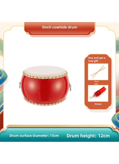 Kids Drum Set 5-10 Inch Leather Percussion 5-inch cowhide drum + drum stick + strap